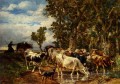 Troupeau De Vaches A L Abreuvoir animalier Charles Emile Jacque
